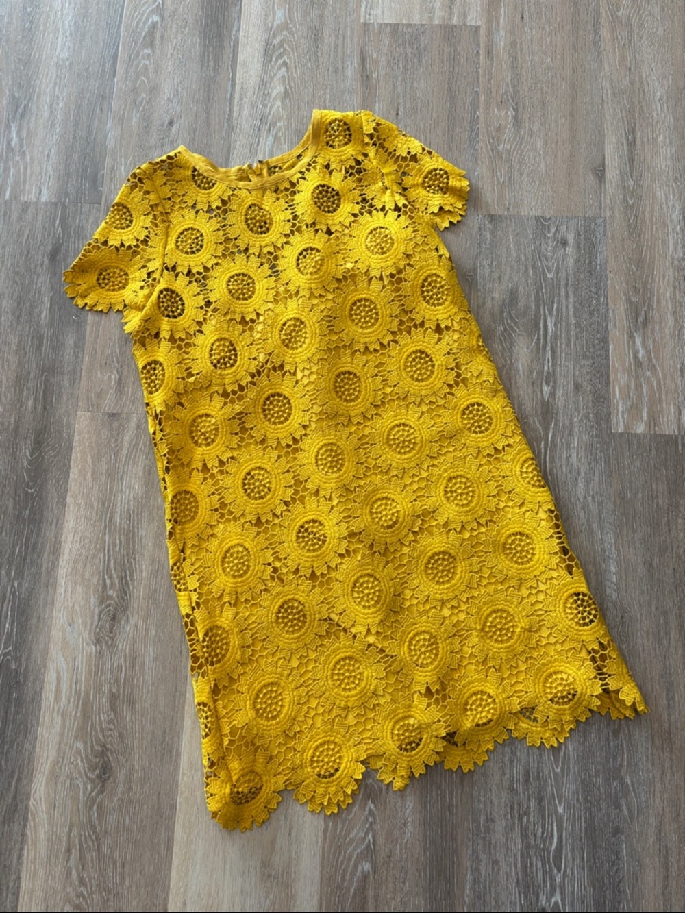 Loft Yellow Sunflower Floral Lace Shift Dress - Women's